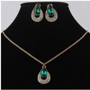 18K Gold plated with Green and White Austrian Crystal jewellery set